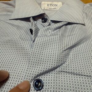 Eton Men's Geometric White Dress Shirt